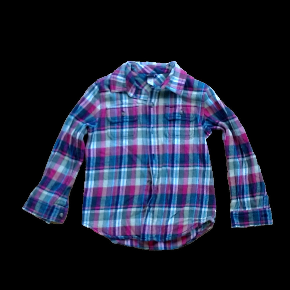Tea Collection Boys Red Multi-Colored Flannel Button Down Long Sleeve size: 6T